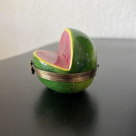 Limoges Chamart Peint Main Watermelon Slice Trinket Pill Box - Picture 7 of 12